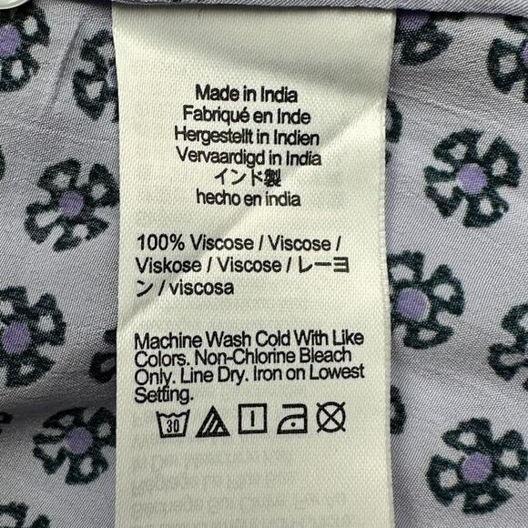 Madewell Top Womens Medium Purple Puff Sleeve Loose Button Front Preppy Whimsy - Picture 8 of 12